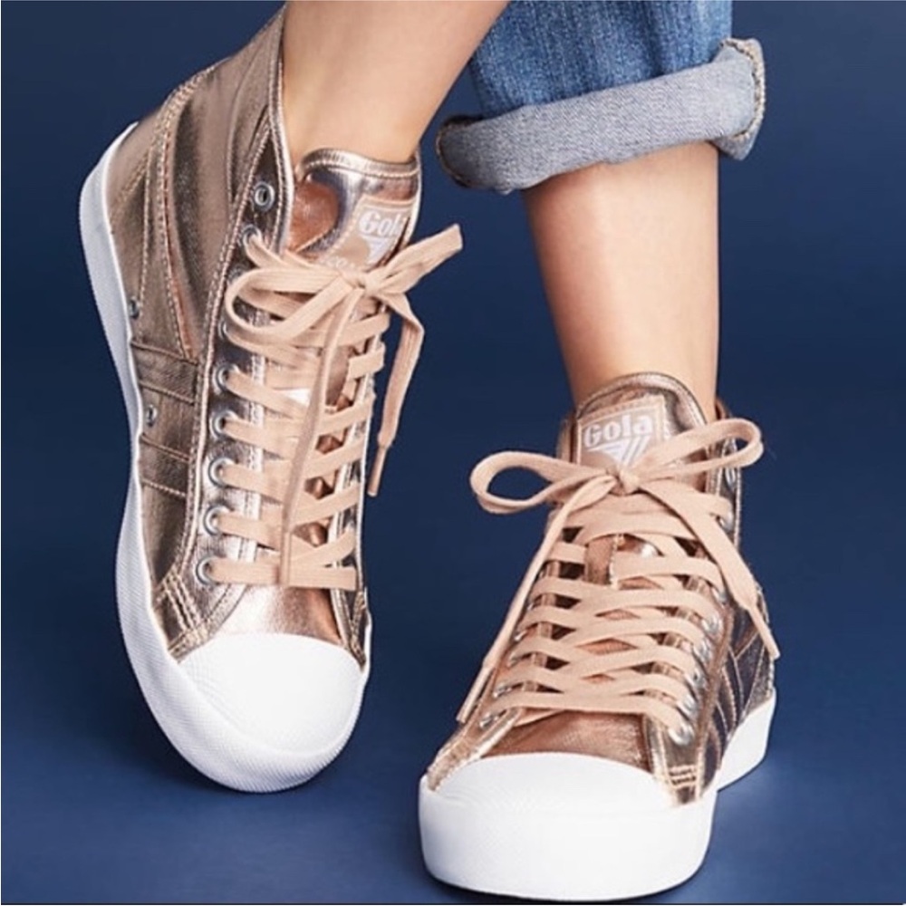 Gola Coaster Gold Metallic High Tops [S9711] - Picture 3 of 15